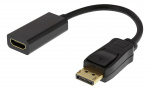DELTACO DisplayPort till HDMI adapter, 4K 60Hz, 0,2m, Svart