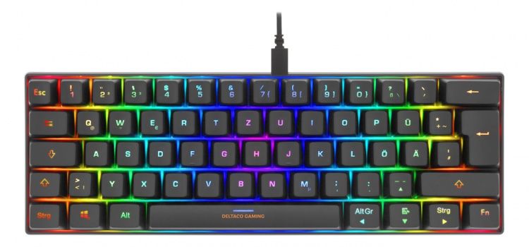 DELTACO GAMING mechanical keyboard with 60% layout, RGB, red switches