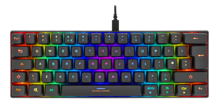 DELTACO GAMING mechanical keyboard with 60% layout, RGB, red switches