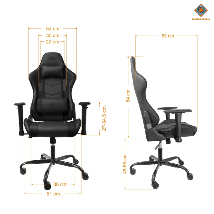 DELTACO GAMING DC2010 Gamingstol PU-läder, Svart DELTACO GAMING DC2010 Gamingstol PU-läder, Svart