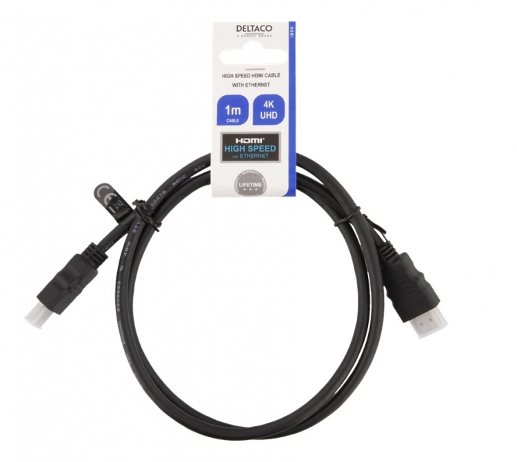 DELTACO HDMI cable CCS, HDMI High Speed w/Ethernet, FSC, 1,0m, black