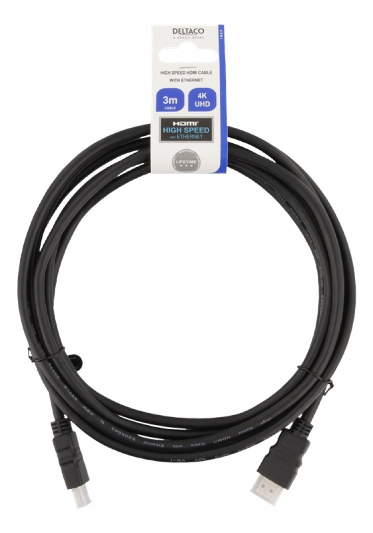 DELTACO HDMI cable CCS, HDMI High Speed w/Ethernet, FSC, 3,0m, black DELTACO HDMI cable CCS, HDMI High Speed w/Ethernet, FSC, 3,0m, black