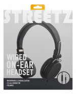 STREETZ headset for smartphone, microphone, 1-button, 1,5m, black