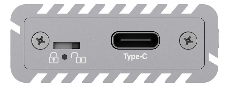External Type-CT enclosure for M.2, NVMe SSD