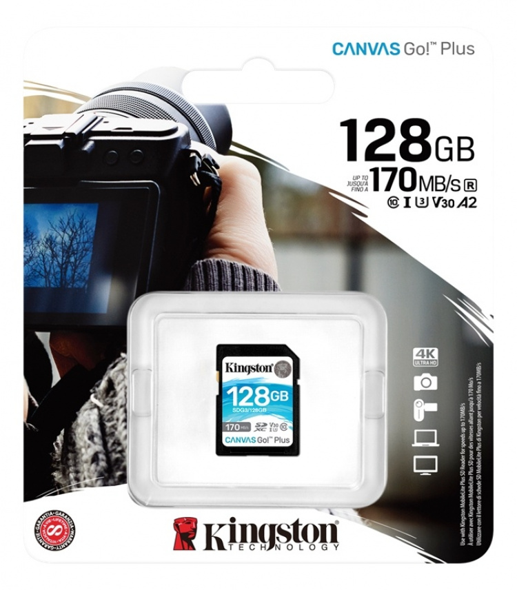 Kingston 128GB SDXC Canvas Go Plus 170R C10 UHS-I U3 V30