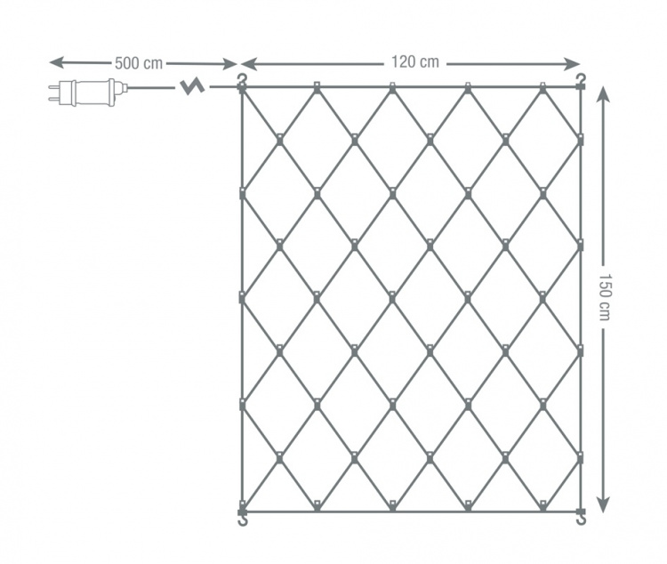 NORDIC HOME LED Ljusnät, inomhus/utomhusbruk, 120 x 150 cm NORDIC HOME LED Ljusnät, inomhus/utomhusbruk, 120 x 150 cm