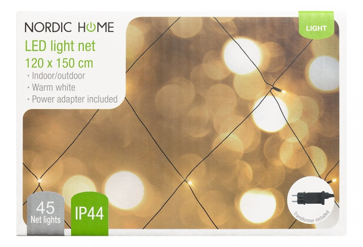 NORDIC HOME LED Ljusnät, inomhus/utomhusbruk, 120 x 150 cm NORDIC HOME LED Ljusnät, inomhus/utomhusbruk, 120 x 150 cm