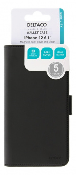 DELTACO wallet case 2-in-1, iPhone 12/12 Pro , magnetic back cover