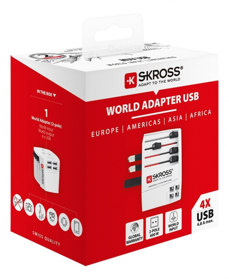 SKROSS MUV USB 4xA, 2-pole travel adapter with 4x USB-A ports SKROSS MUV USB 4xA, 2-pole travel adapter with 4x USB-A ports