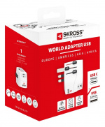 SKROSS PRO Light USB (AC), 3-pole travel adapter, 1x USB-A, 1x USB-C