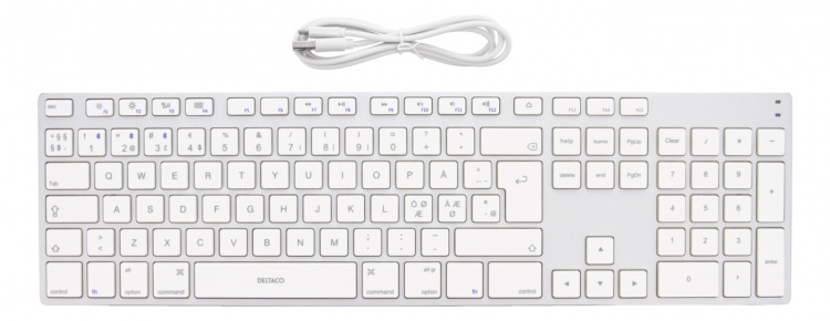DELTACO fullsize bluetooth keyboard, aluminium, rechargeable battery, DELTACO fullsize bluetooth keyboard, aluminium, rechargeable battery,