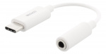 DELTACO USB-C till 3,5 mm adapter, stereo, aktiv, 11 cm, vit