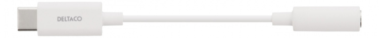 DELTACO USB-C till 3,5 mm adapter, stereo, aktiv, 11 cm, vit