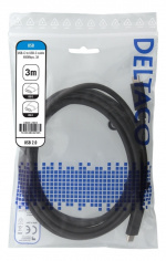 DELTACO USB 2.0 kabel, Typ C - Typ C, 3m, svart