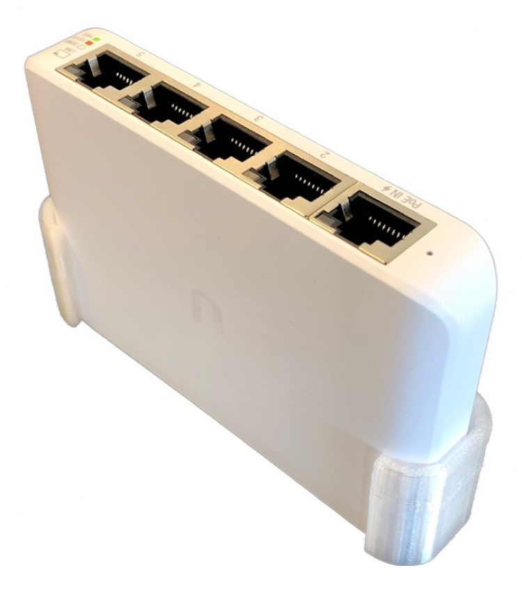 Winther UniFi Switch Flex Mini wallmount 3D printed clear plastic