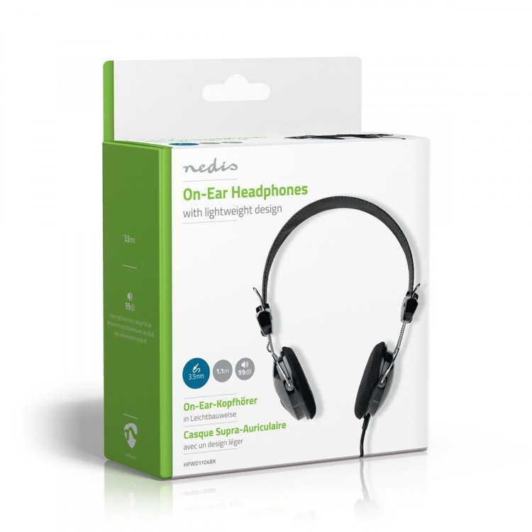Nedis On-Ear Trådbundna Hörlurar | 3.5 mm | Kabellängd: 1.10 m | Svart