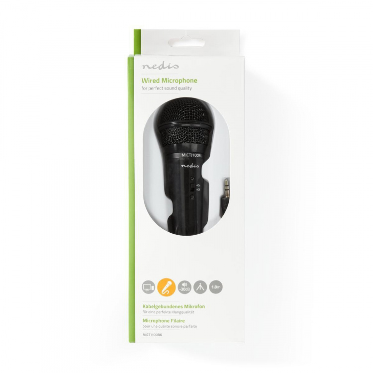 Nedis Mikrofon | Används för: Dator / Skrivbord / Smartphone / Surfplatta | Trådbundet | 1x 3.5 mm