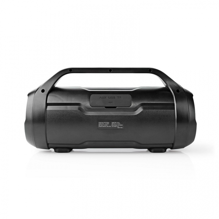 Nedis Bluetooth® Party Boombox | 6 timmar | 2.0 | 80 W | Uppspelning av media: AUX / Micro SD / USB | IPX5 | Synkroniseringsbar | Bärhandtag | Festljus | Svart Nedis Bluetooth® Party Boombox | 6 timmar | 2.0 | 80 W | Uppspelning av media: AUX / Micro SD / USB | IPX5 | Synkroniseringsbar | Bärhandtag | Festljus | Svart
