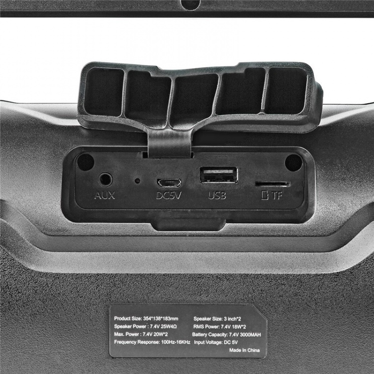 Nedis Bluetooth® Party Boombox | 6 timmar | 2.0 | 80 W | Uppspelning av media: AUX / Micro SD / USB | IPX5 | Synkroniseringsbar | Bärhandtag | Festljus | Svart Nedis Bluetooth® Party Boombox | 6 timmar | 2.0 | 80 W | Uppspelning av media: AUX / Micro SD / USB | IPX5 | Synkroniseringsbar | Bärhandtag | Festljus | Svart