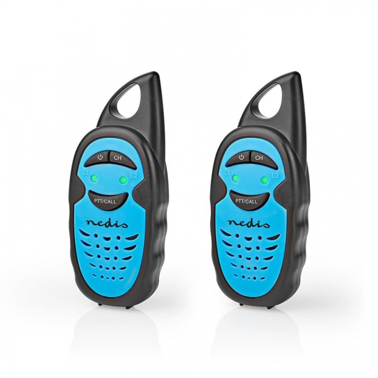 Nedis Walkie-talkie Set | 2 handenheter | Upp till 3 km | Frekvens kanaler: 3 | PTT | Upp till 3 timmar | Blå / Svart Nedis Walkie-talkie Set | 2 handenheter | Upp till 3 km | Frekvens kanaler: 3 | PTT | Upp till 3 timmar | Blå / Svart