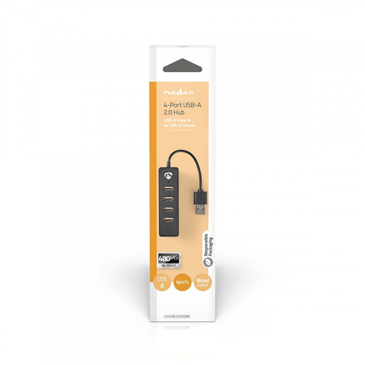Nedis USB-hubb | USB-A Male | 4x USB A Female | 4-Port port(s) | USB 2.0 | USB ström Nedis USB-hubb | USB-A Male | 4x USB A Female | 4-Port port(s) | USB 2.0 | USB ström