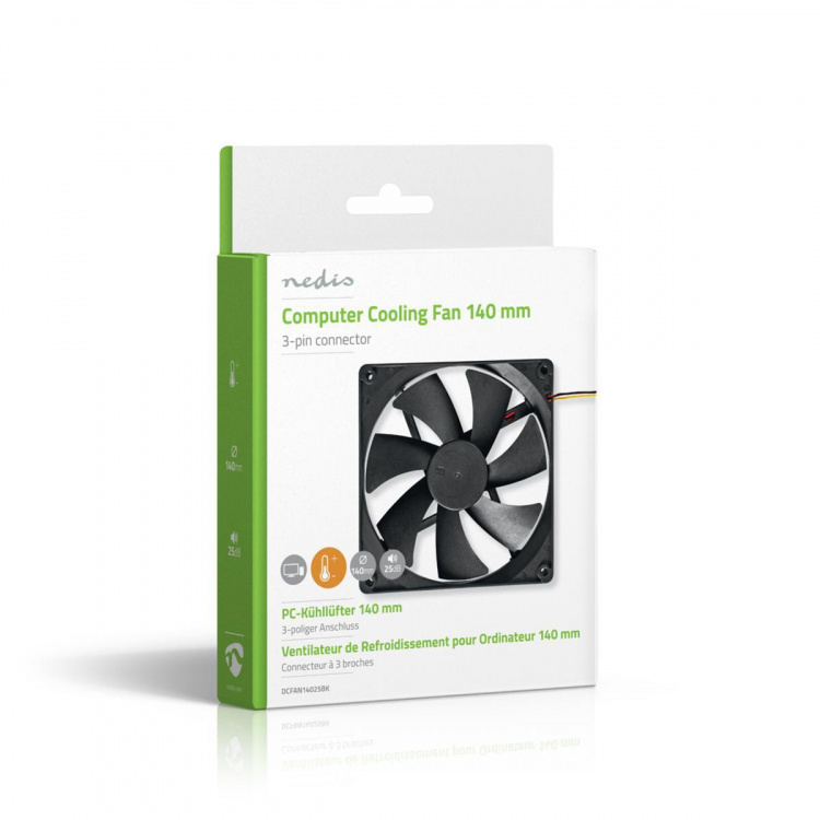 Nedis DC-fläkt | DC | Fläktstorlek: 140 mm | 3-Pin | 24.9 dBA | Svart