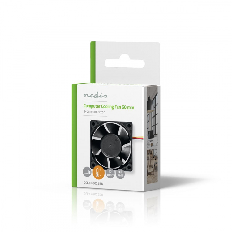 Nedis DC-fläkt | DC | Fläktstorlek: 60 mm | 3-Pin | 32.3 dBA | Svart