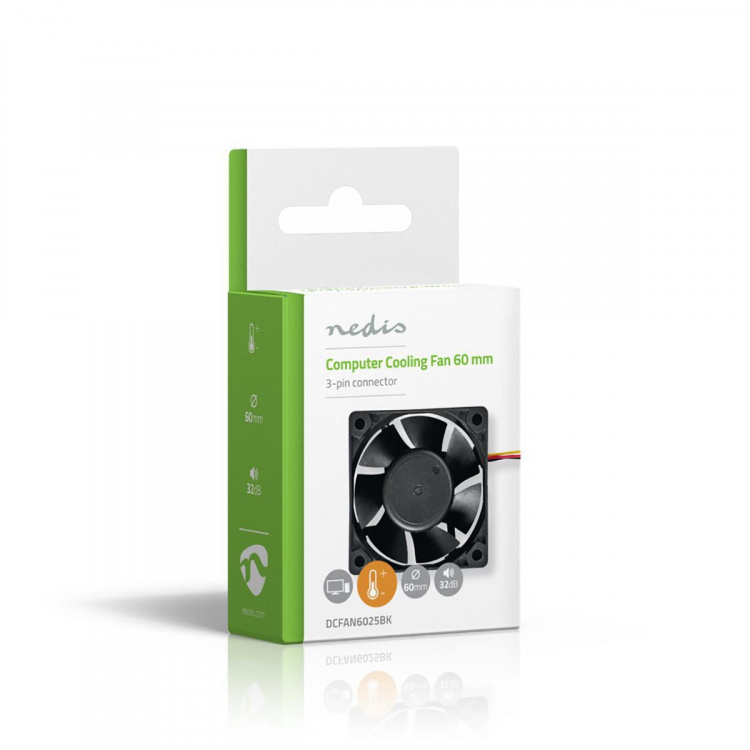 Nedis DC-fläkt | DC | Fläktstorlek: 60 mm | 3-Pin | 32.3 dBA | Svart