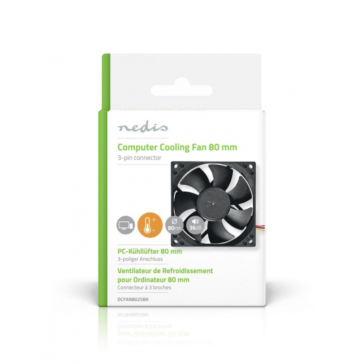 Nedis DC-fläkt | DC | Fläktstorlek: 80 mm | 3-Pin | 35.6 dBA | Svart Nedis DC-fläkt | DC | Fläktstorlek: 80 mm | 3-Pin | 35.6 dBA | Svart