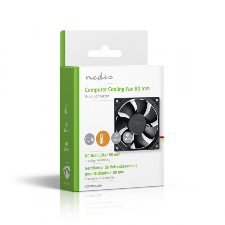 Nedis DC-fläkt | DC | Fläktstorlek: 80 mm | 3-Pin | 35.6 dBA | Svart Nedis DC-fläkt | DC | Fläktstorlek: 80 mm | 3-Pin | 35.6 dBA | Svart