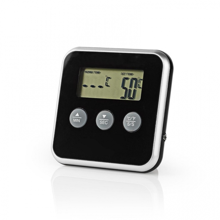 Nedis Kötttermometer | Alarm / Timer | LCD | 0 - 250 °C | Silver / Svart