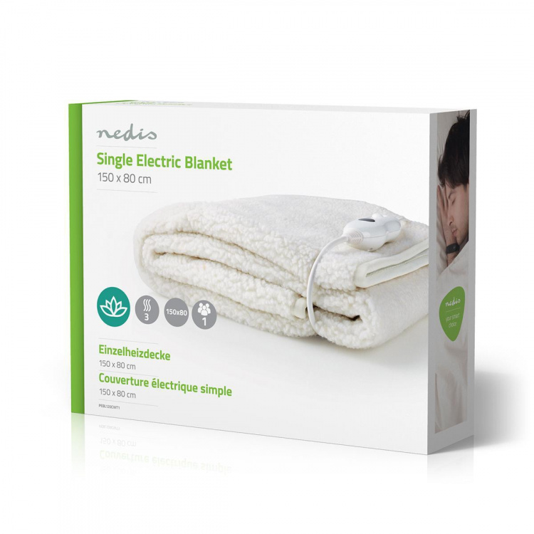 Nedis Elektrisk Filt | Filt | 1 Person | 150 x 80 cm | 3 Värmeinställningar | Tvättbar | Överhettningsskydd | Polyester / Syntetisk Nedis Elektrisk Filt | Filt | 1 Person | 150 x 80 cm | 3 Värmeinställningar | Tvättbar | Överhettningsskydd | Polyester / Syntetisk