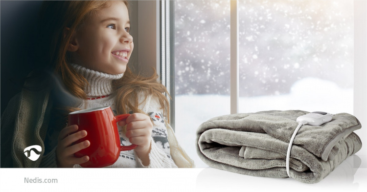 Nedis Elektrisk Filt | Filt | 1 Person | 180 x 130 cm | 9 Värmeinställningar | 9 h | Tvättbar | Överhettningsskydd | Digital kontroll | Fleece