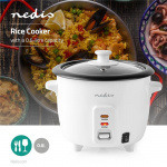 Nedis Riskokare | 0.6 l | 300 W | Ångermaskin i aluminium | Non-stick beläggning | Avlägsningsbar skål | Automatisk avstängning