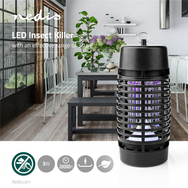 Nedis Mosquito Stop ljusfälla | 3 W | Lamptyp: Lysdiodlampa | Effektiv räckvidd: 30 m² | Svart