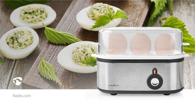 Nedis äggkokare | Mätglaset | Aluminium / Svart Nedis äggkokare | Mätglaset | Aluminium / Svart