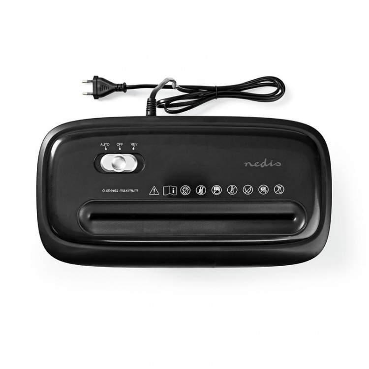 Nedis Dokumentförstörare | Cross Cut | 6x A4-sidor | 12 l | Säkerhetsstandard: DIN 4 | 300 W | Svart Nedis Dokumentförstörare | Cross Cut | 6x A4-sidor | 12 l | Säkerhetsstandard: DIN 4 | 300 W | Svart