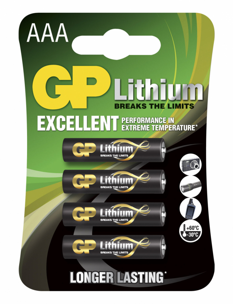 GP Lithium AAA 4 Pack (B)