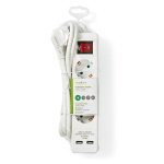 Nedis Gren kontakt | Jordad kontakt / Typ F (CEE 7/7) | 3-vägs | 1.50 m | 3680 W | 16 A | Typ av jordning: Sidkontakt | 230 V AC 50/60 Hz | Uttagsvinkel: 45 ° | H05VV-F 3G1.5mm² | På / av-knapp | Vit