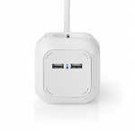 Nedis Gren kontakt | Jordad kontakt / Typ F (CEE 7/7) | 4-vägs | 1.50 m | 3680 W | 16 A | Typ av jordning: Sidkontakt | 230 V AC 50/60 Hz | Uttagsvinkel: 90 ° | H05VV-F 3G1.5mm² | Vit