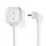 Nedis Gren kontakt | Jordad kontakt / Typ F (CEE 7/7) | 4-vägs | 1.50 m | 3680 W | 16 A | Typ av jordning: Sidkontakt | 230 V AC 50/60 Hz | Uttagsvinkel: 90 ° | H05VV-F 3G1.5mm² | Vit