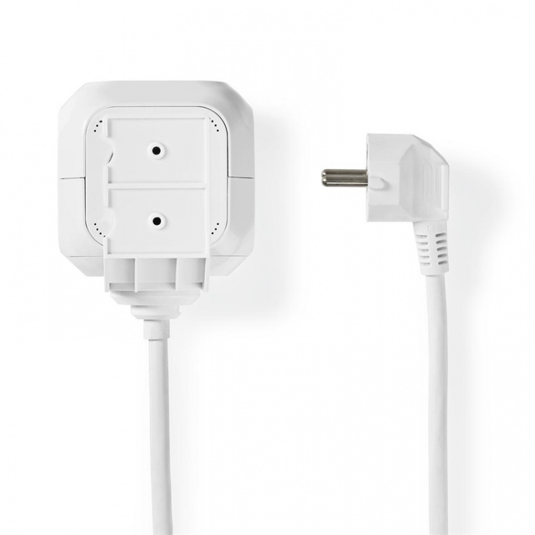 Nedis Gren kontakt | Jordad kontakt / Typ F (CEE 7/7) | 4-vägs | 1.50 m | 3680 W | 16 A | Typ av jordning: Sidkontakt | 230 V AC 50/60 Hz | Uttagsvinkel: 90 ° | H05VV-F 3G1.5mm² | Vit