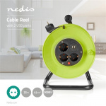 Nedis Kabel rulle | Jordad kontakt | 25.0 m | 3000 W | 16 A | Typ av jordning: Sidkontakt | 230 V AC 50/60 Hz | Uttagsvinkel: 90 ° | H05VV-F 3G1.5mm² | Säkring: Ja | Grön / Svart