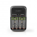 Nedis NiMH Batteriladdare AA / AAA | 1.2 / 9 V DC | 0.5 A A | Underhållsladdning | Euro / Typ C (CEE 7/16) | Batteritypsenergi: AA / AAA / E-Block | Svart Nedis NiMH Batteriladdare AA / AAA | 1.2 / 9 V DC | 0.5 A A | Underhållsladdning | Euro / Typ C (CEE 7/16) | Batteritypsenergi: AA / AAA / E-Block | Svart