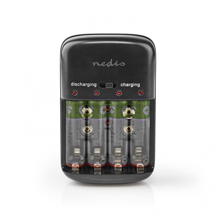 Nedis NiMH Batteriladdare AA / AAA | 1.2 / 9 V DC | 0.5 A A | Underhållsladdning | Euro / Typ C (CEE 7/16) | Batteritypsenergi: AA / AAA / E-Block | Svart Nedis NiMH Batteriladdare AA / AAA | 1.2 / 9 V DC | 0.5 A A | Underhållsladdning | Euro / Typ C (CEE 7/16) | Batteritypsenergi: AA / AAA / E-Block | Svart