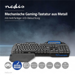 Nedis Trådat Gaming Tagentbord | USB | Mekaniska Nycklar | RGB | Tyska | DE Layout | USB ström | Strömkabel längd: 1.70 m | Spel