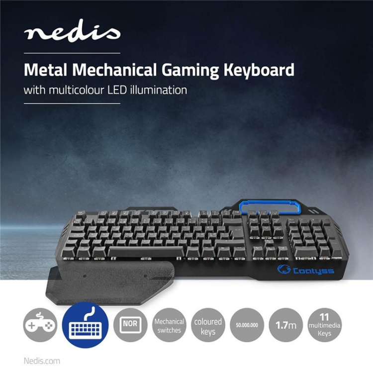 Nedis Trådat Gaming Tagentbord | USB | Mekaniska Nycklar | RGB | Nordisk | ND Layout | USB ström | Strömkabel längd: 1.70 m | Spel Nedis Trådat Gaming Tagentbord | USB | Mekaniska Nycklar | RGB | Nordisk | ND Layout | USB ström | Strömkabel längd: 1.70 m | Spel