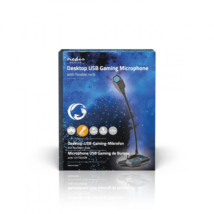 Nedis Streaming- och Spelmikrofon | Används för: Dator / Skrivbord | USB | Audio / video / dataanslutningar utgång: 1x 3.5 mm Audio Out | På / av-knapp | Hörlursuttag Nedis Streaming- och Spelmikrofon | Används för: Dator / Skrivbord | USB | Audio / video / dataanslutningar utgång: 1x 3.5 mm Audio Out | På / av-knapp | Hörlursuttag