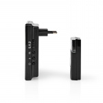 Nedis Trådlösa dörrklockan | Strömadapter | 220 - 240 V AC 50 Hz | 1x CR2032 | Volym: 80 dB | Signalområde: 300 m | IP44 | Justerbar volym | 36 Melodier | 1 Mottagare | Svart Nedis Trådlösa dörrklockan | Strömadapter | 220 - 240 V AC 50 Hz | 1x CR2032 | Volym: 80 dB | Signalområde: 300 m | IP44 | Justerbar volym | 36 Melodier | 1 Mottagare | Svart