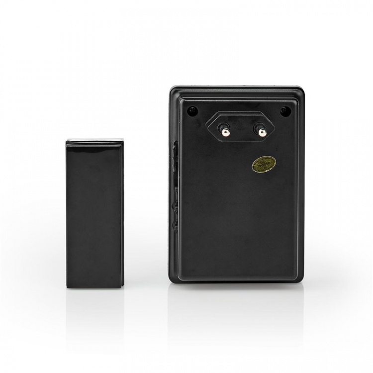 Nedis Trådlösa dörrklockan | Strömadapter | 220 - 240 V AC 50 Hz | 1x CR2032 | Volym: 80 dB | Signalområde: 300 m | IP44 | Justerbar volym | 36 Melodier | 1 Mottagare | Svart Nedis Trådlösa dörrklockan | Strömadapter | 220 - 240 V AC 50 Hz | 1x CR2032 | Volym: 80 dB | Signalområde: 300 m | IP44 | Justerbar volym | 36 Melodier | 1 Mottagare | Svart